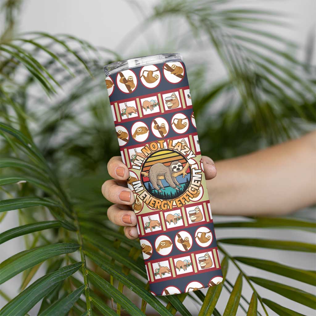 Sloth I'm Not Lazy I'm Energy Efficient Christmas Skinny Tumbler Xmas Holiday Patterns - Wonder Print Shop