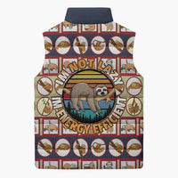 Sloth I'm Not Lazy I'm Energy Efficient Christmas Sleeveless Puffer Jacket Xmas Holiday Patterns - Wonder Print Shop