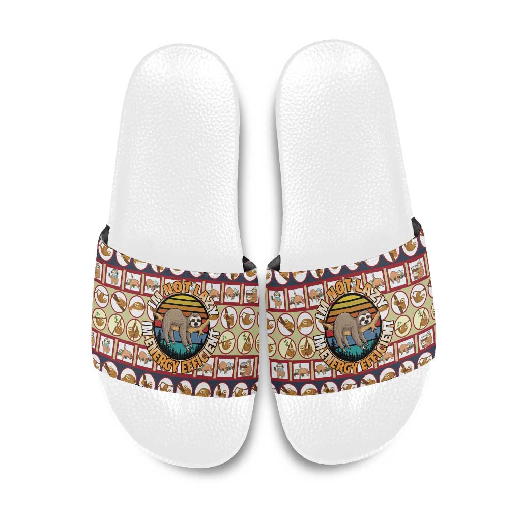 Sloth I'm Not Lazy I'm Energy Efficient Christmas Slide Sandals Xmas Holiday Patterns - Wonder Print Shop
