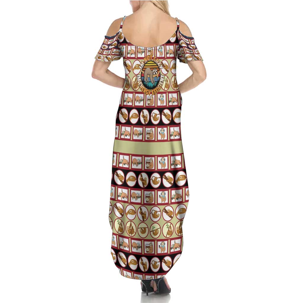Sloth I'm Not Lazy I'm Energy Efficient Christmas Summer Maxi Dress Xmas Holiday Patterns - Wonder Print Shop