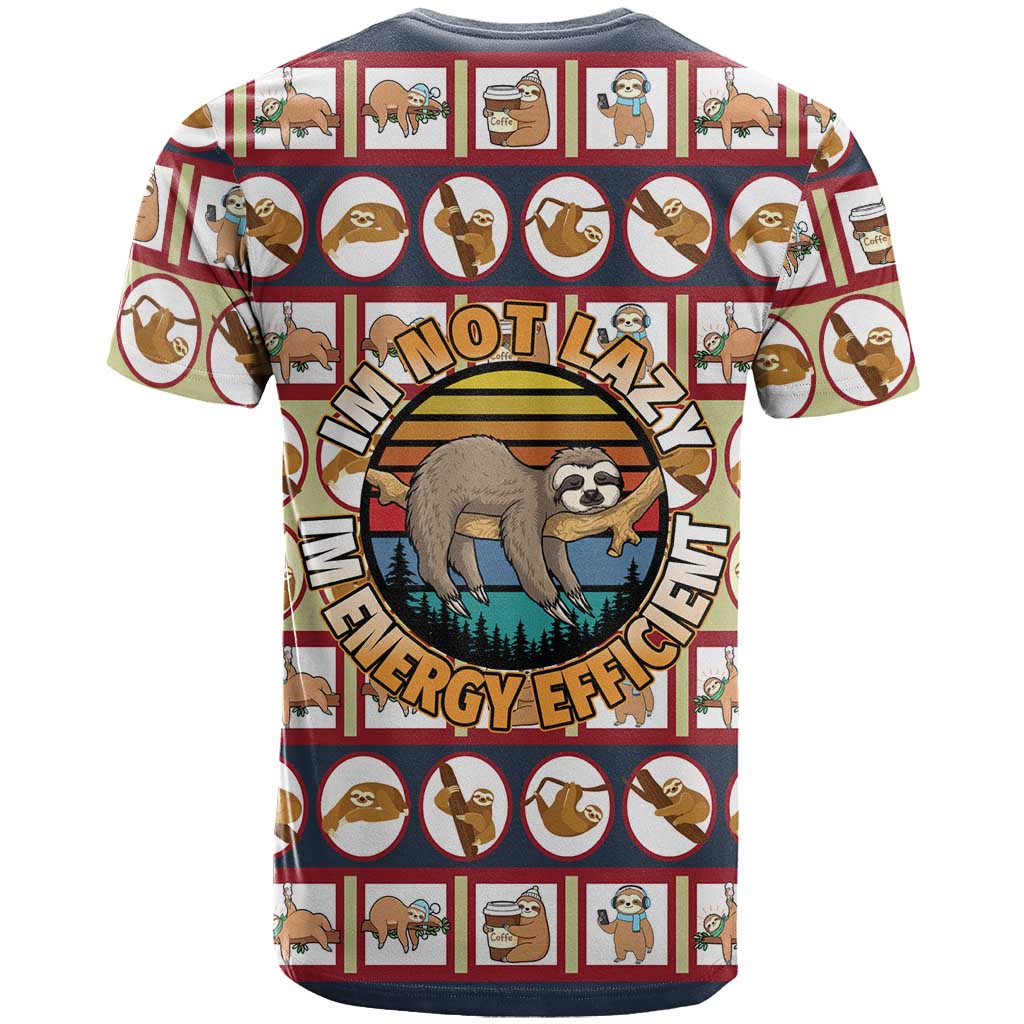 Sloth I'm Not Lazy I'm Energy Efficient Christmas T Shirt Xmas Holiday Patterns - Wonder Print Shop