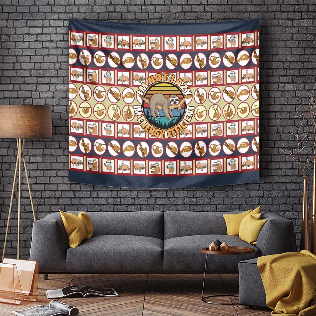 Sloth I'm Not Lazy I'm Energy Efficient Christmas Tapestry Xmas Holiday Patterns - Wonder Print Shop