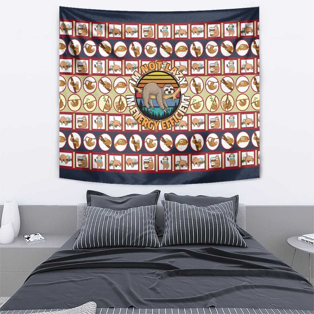 Sloth I'm Not Lazy I'm Energy Efficient Christmas Tapestry Xmas Holiday Patterns - Wonder Print Shop