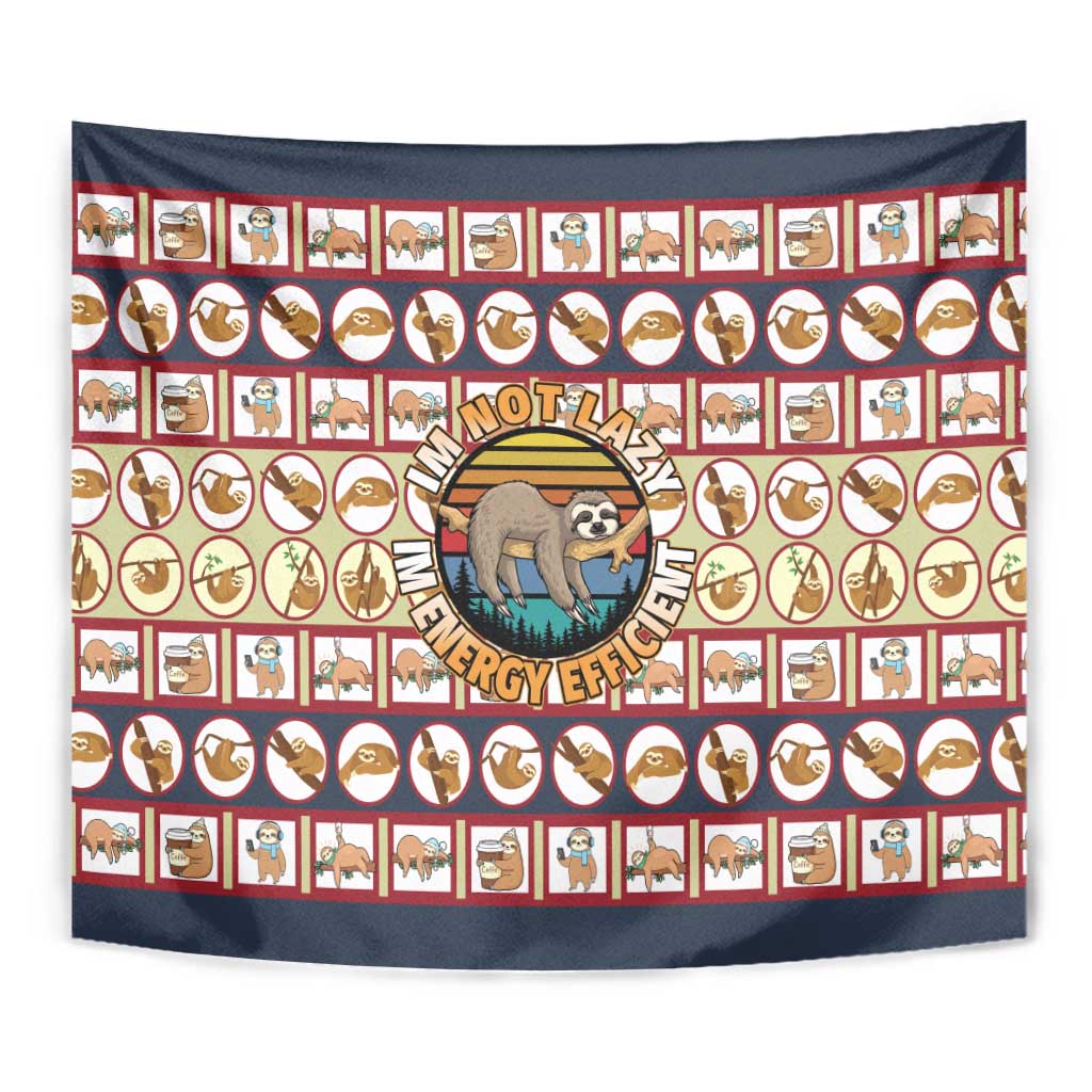 Sloth I'm Not Lazy I'm Energy Efficient Christmas Tapestry Xmas Holiday Patterns - Wonder Print Shop