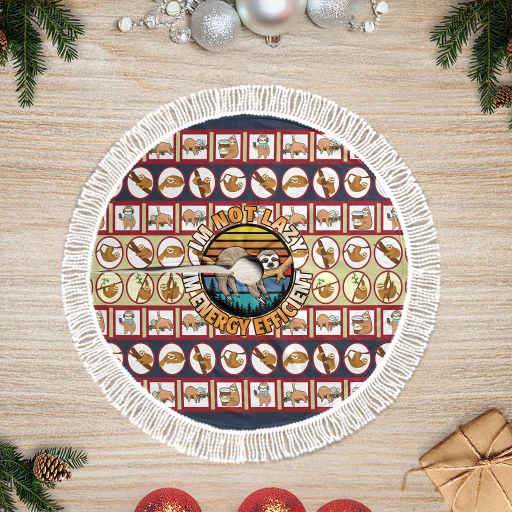 Sloth I'm Not Lazy I'm Energy Efficient Christmas Tree Skirt Xmas Holiday Patterns - Wonder Print Shop