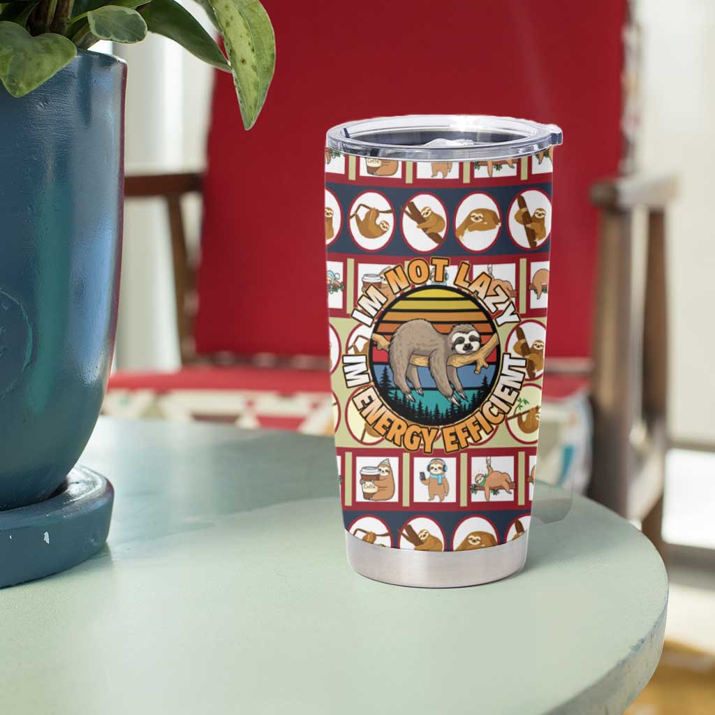 Sloth I'm Not Lazy I'm Energy Efficient Christmas Tumbler Cup Xmas Holiday Patterns - Wonder Print Shop