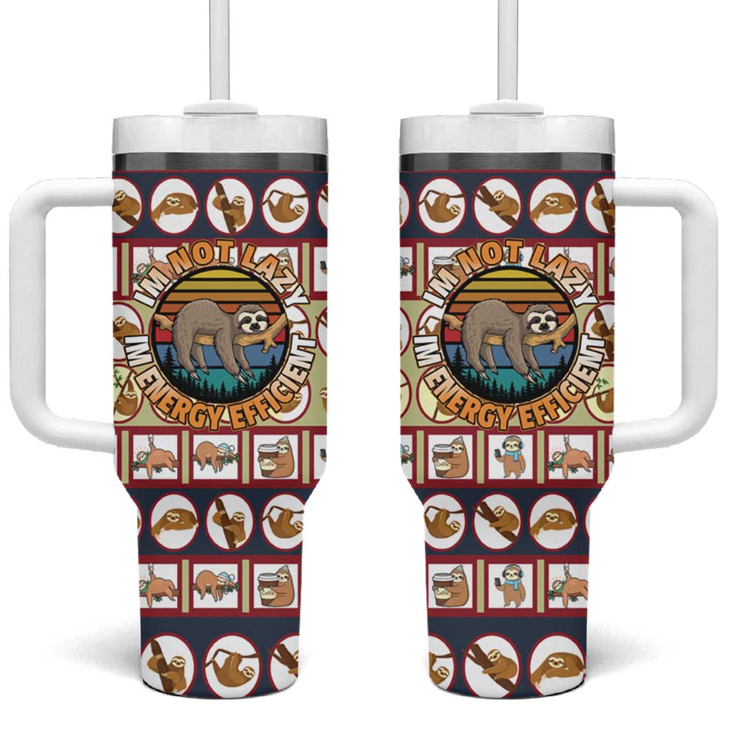Sloth I'm Not Lazy I'm Energy Efficient Christmas Tumbler With Handle Xmas Holiday Patterns - Wonder Print Shop