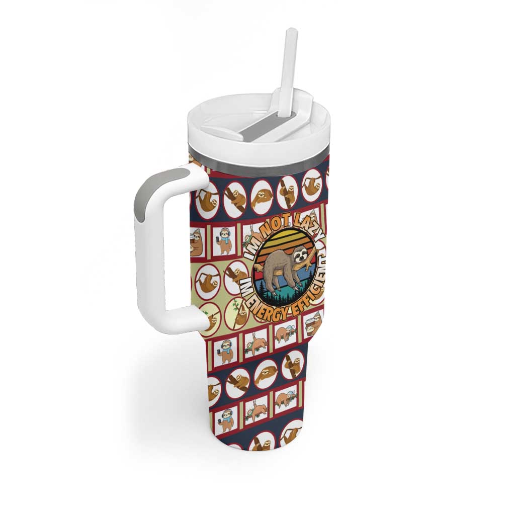 Sloth I'm Not Lazy I'm Energy Efficient Christmas Tumbler With Handle Xmas Holiday Patterns - Wonder Print Shop