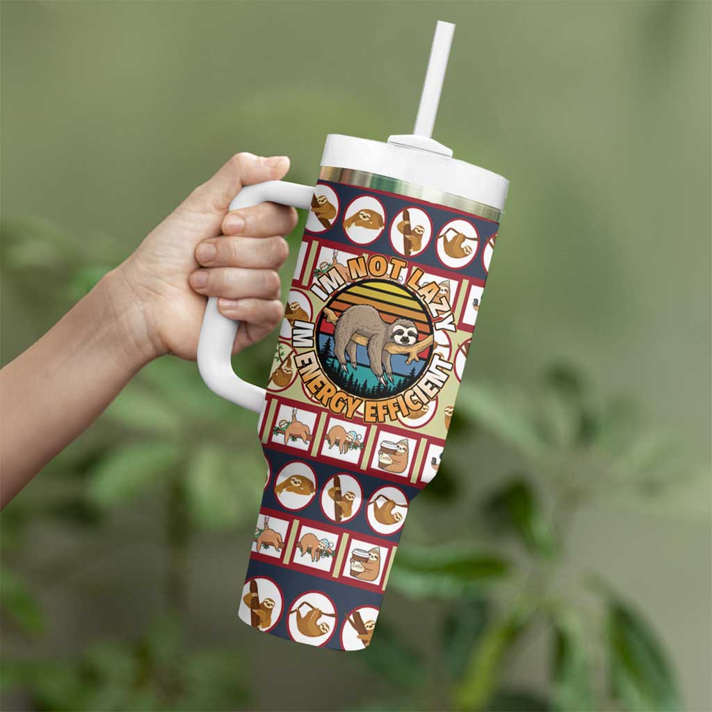 Sloth I'm Not Lazy I'm Energy Efficient Christmas Tumbler With Handle Xmas Holiday Patterns - Wonder Print Shop