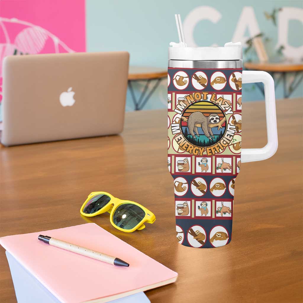 Sloth I'm Not Lazy I'm Energy Efficient Christmas Tumbler With Handle Xmas Holiday Patterns - Wonder Print Shop