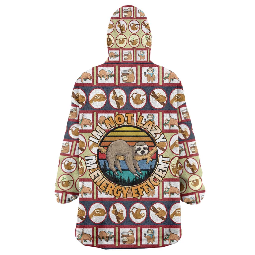 Sloth I'm Not Lazy I'm Energy Efficient Christmas Wearable Blanket Hoodie Xmas Holiday Patterns - Wonder Print Shop