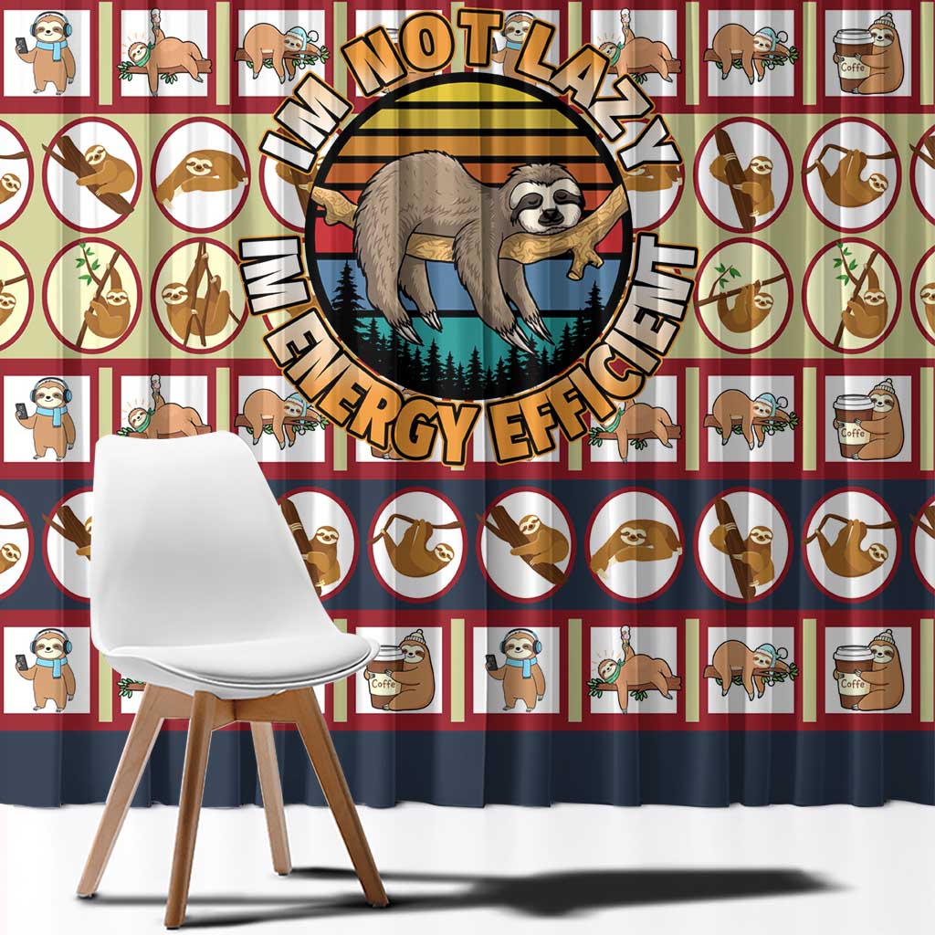 Sloth I'm Not Lazy I'm Energy Efficient Christmas Window Curtain Xmas Holiday Patterns - Wonder Print Shop