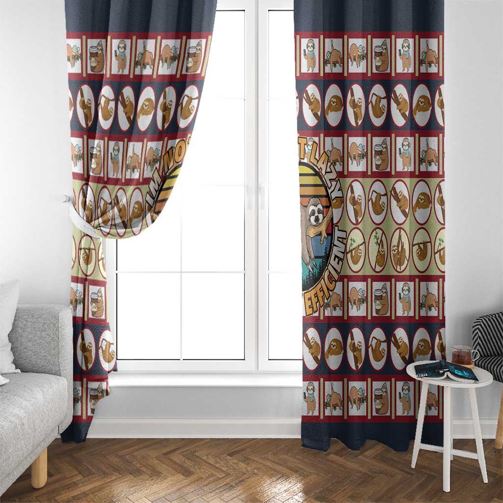 Sloth I'm Not Lazy I'm Energy Efficient Christmas Window Curtain Xmas Holiday Patterns - Wonder Print Shop