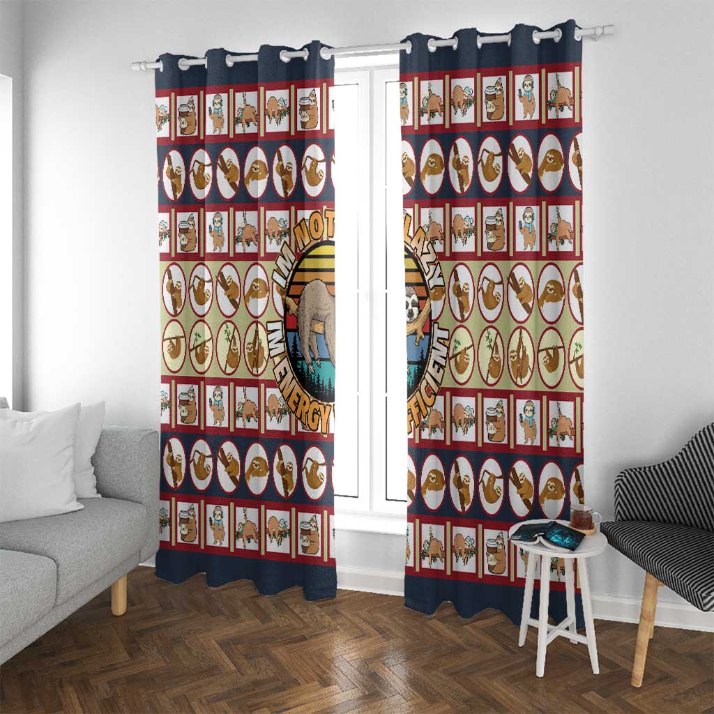 Sloth I'm Not Lazy I'm Energy Efficient Christmas Window Curtain Xmas Holiday Patterns - Wonder Print Shop