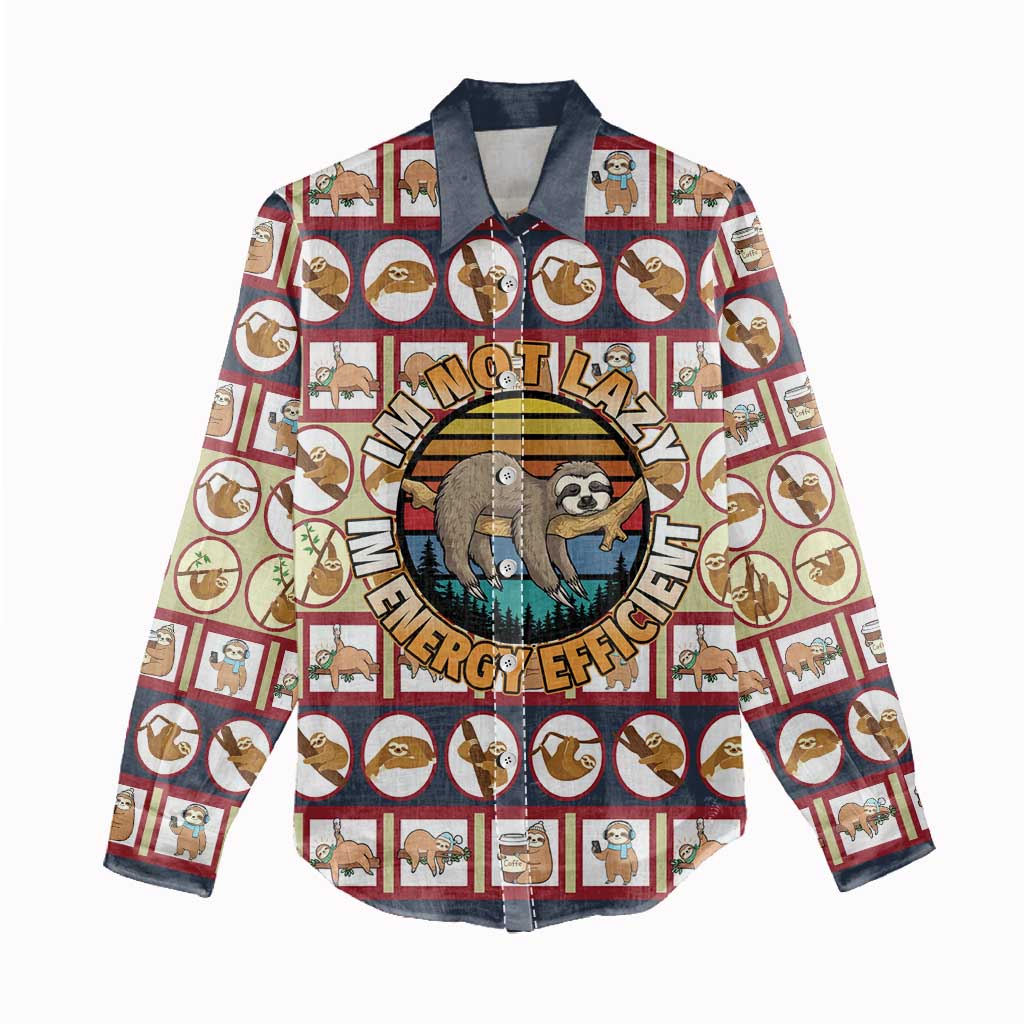 Sloth I'm Not Lazy I'm Energy Efficient Christmas Women Casual Shirt Xmas Holiday Patterns - Wonder Print Shop