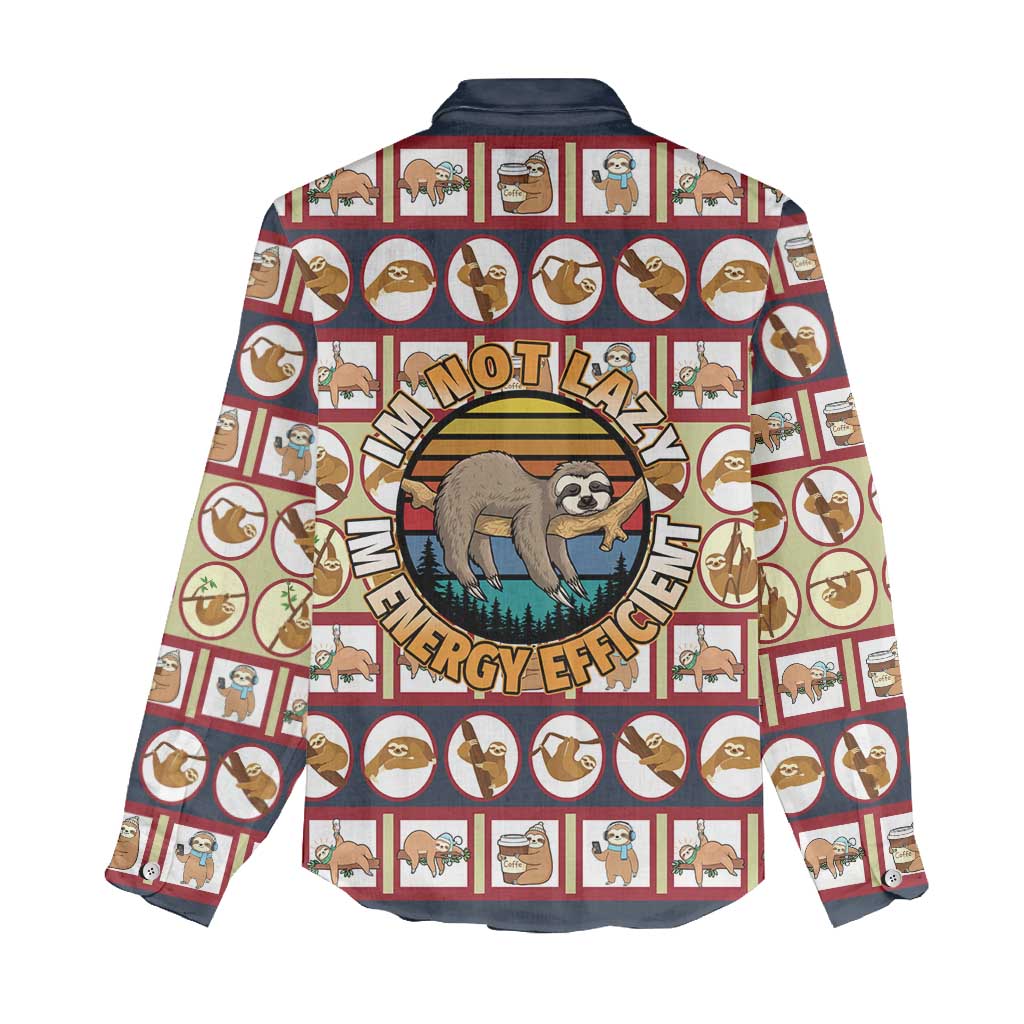 Sloth I'm Not Lazy I'm Energy Efficient Christmas Women Casual Shirt Xmas Holiday Patterns - Wonder Print Shop