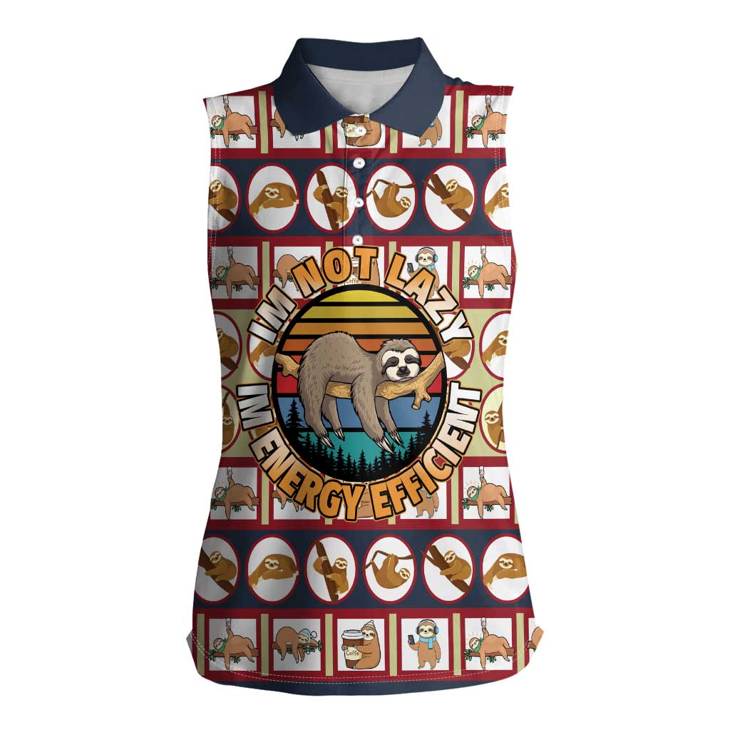 Sloth I'm Not Lazy I'm Energy Efficient Christmas Women Sleeveless Polo Shirt Xmas Holiday Patterns - Wonder Print Shop