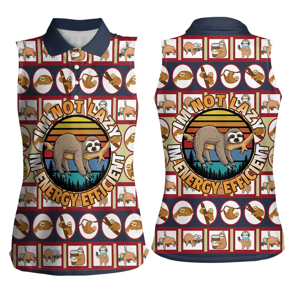 Sloth I'm Not Lazy I'm Energy Efficient Christmas Women Sleeveless Polo Shirt Xmas Holiday Patterns - Wonder Print Shop