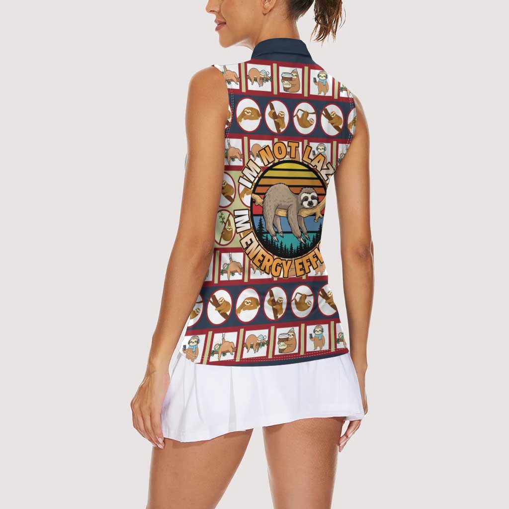 Sloth I'm Not Lazy I'm Energy Efficient Christmas Women Sleeveless Polo Shirt Xmas Holiday Patterns - Wonder Print Shop