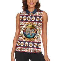 Sloth I'm Not Lazy I'm Energy Efficient Christmas Women Sleeveless Polo Shirt Xmas Holiday Patterns - Wonder Print Shop