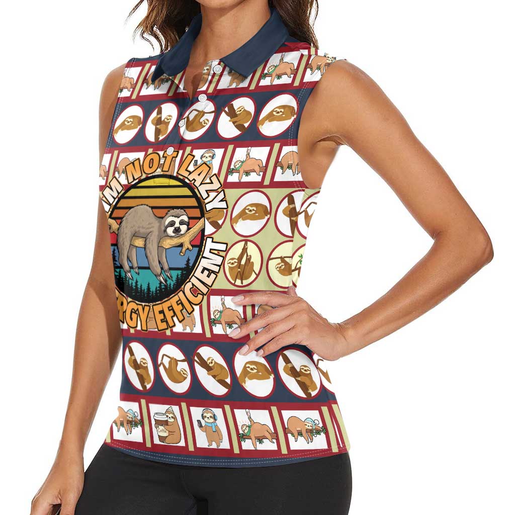 Sloth I'm Not Lazy I'm Energy Efficient Christmas Women Sleeveless Polo Shirt Xmas Holiday Patterns - Wonder Print Shop