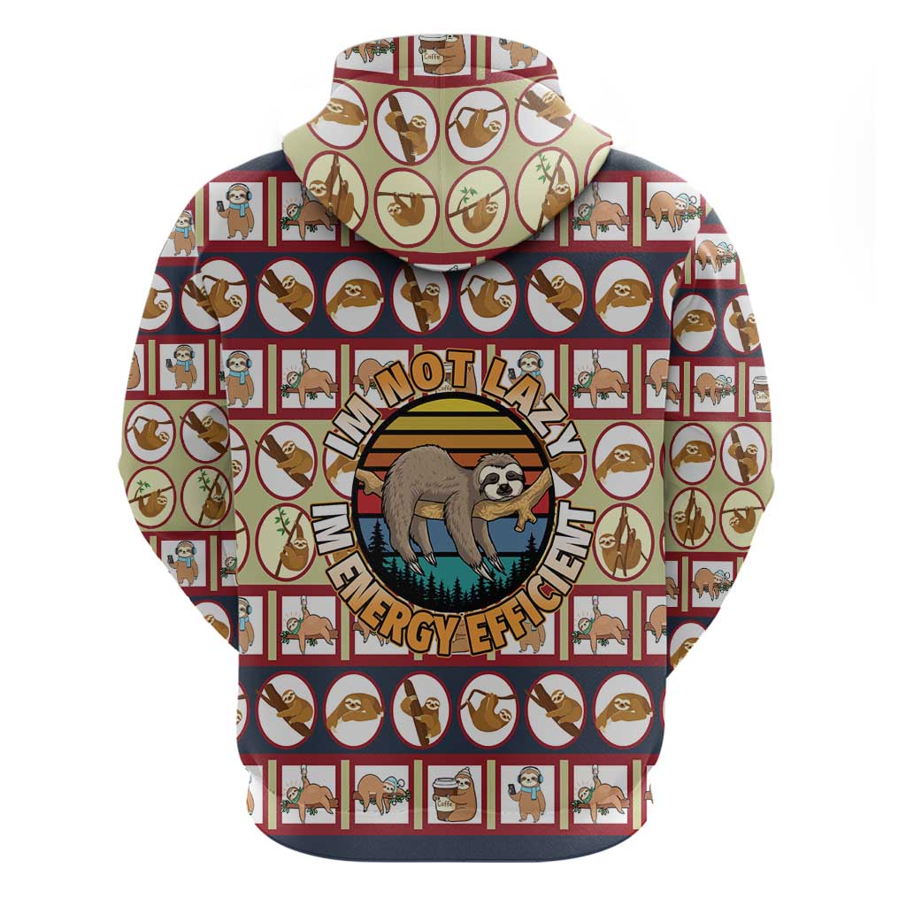 Sloth I'm Not Lazy I'm Energy Efficient Christmas Zip Hoodie Xmas Holiday Patterns - Wonder Print Shop