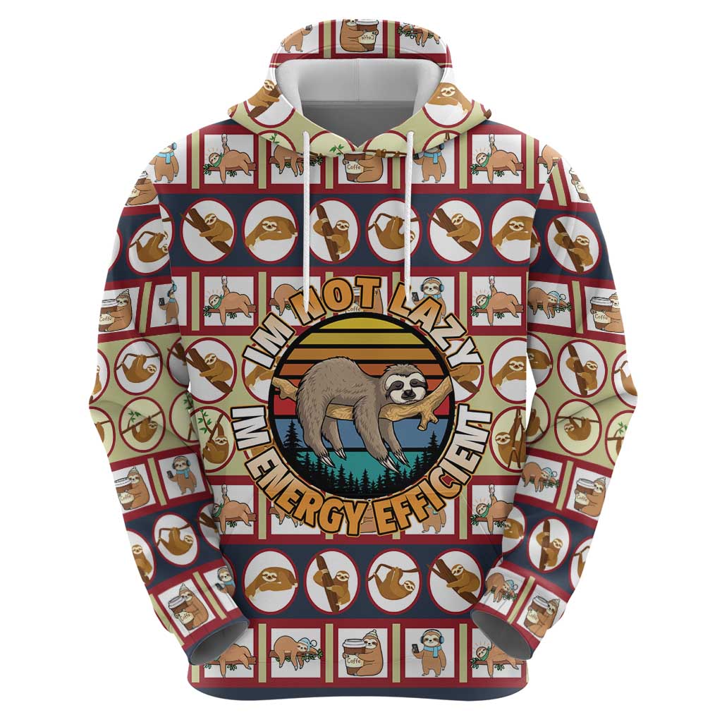 Sloth I'm Not Lazy I'm Energy Efficient Christmas Zip Hoodie Xmas Holiday Patterns - Wonder Print Shop