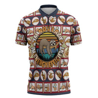 Sloth I'm Not Lazy I'm Energy Efficient Christmas Zipper Polo Shirt Xmas Holiday Patterns - Wonder Print Shop
