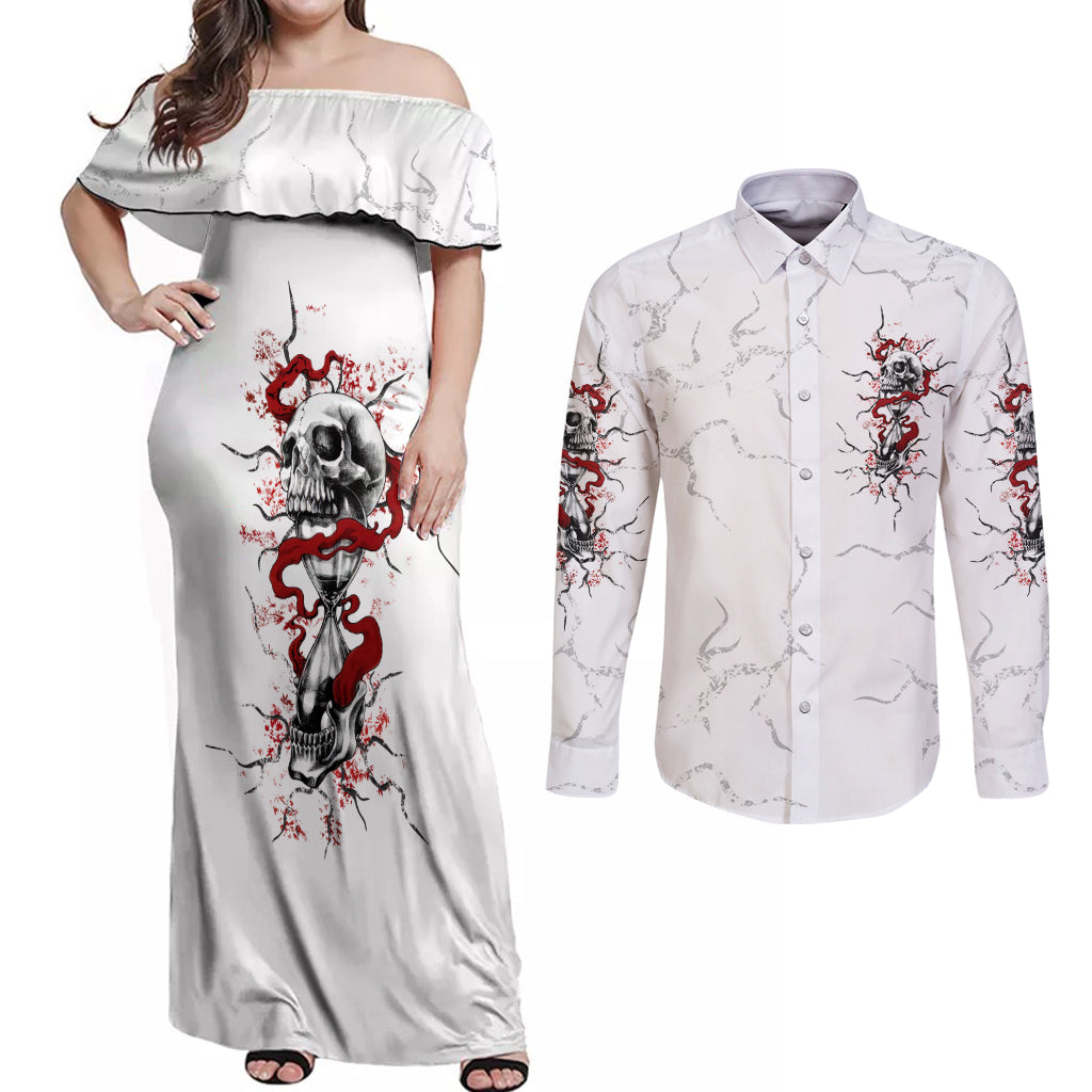 If You Got My Back In The Darkest Hours Couples Matching Off Shoulder Maxi Dress and Long Sleeve Button Shirt - Wonder Print Shop