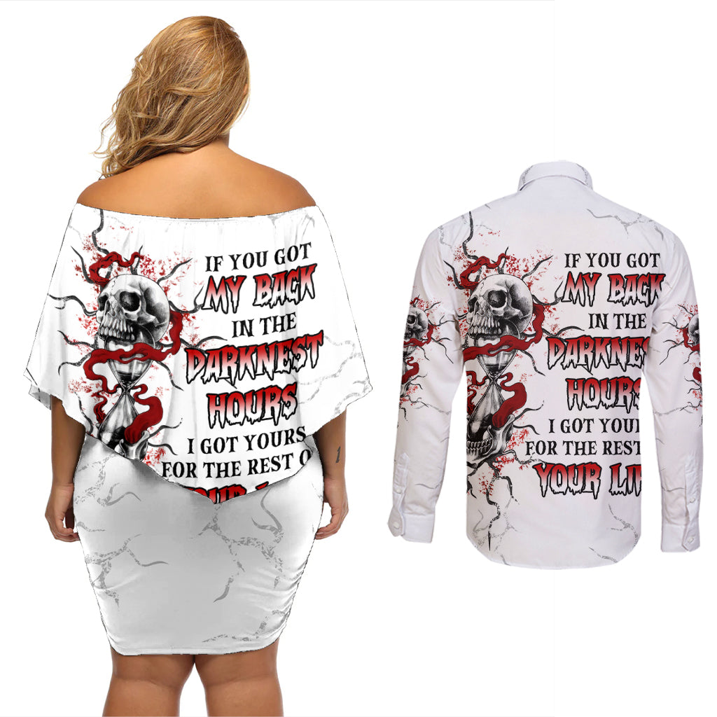 If You Got My Back In The Darkest Hours Couples Matching Off Shoulder Short Dress and Long Sleeve Button Shirt - Wonder Print Shop
