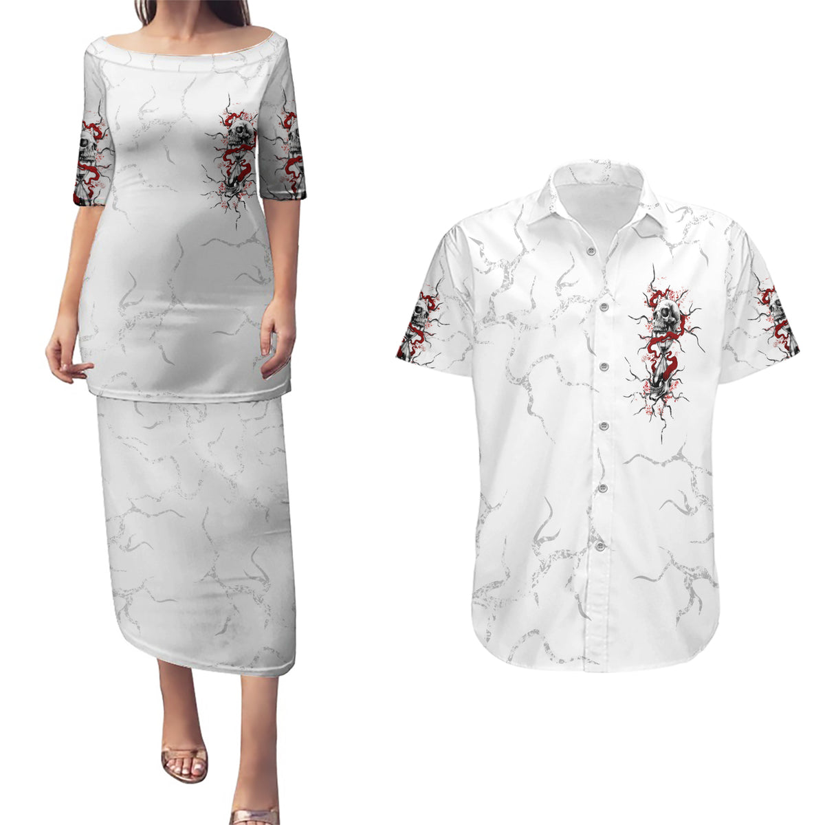 If You Got My Back In The Darkest Hours Couples Matching Puletasi Dress and Hawaiian Shirt - Wonder Print Shop