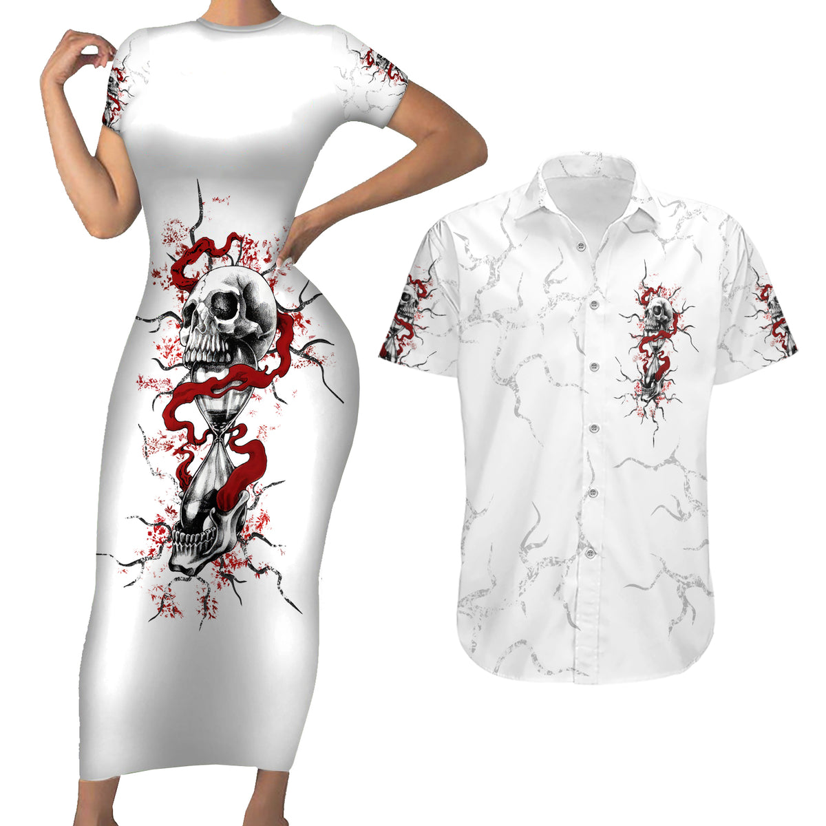 If You Got My Back In The Darkest Hours Couples Matching Short Sleeve Bodycon Dress and Hawaiian Shirt - Wonder Print Shop