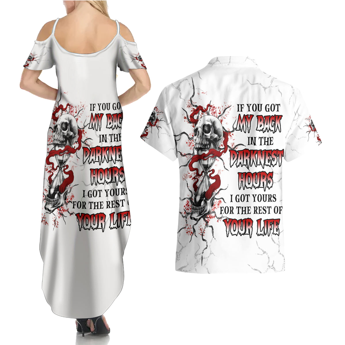 If You Got My Back In The Darkest Hours Couples Matching Summer Maxi Dress and Hawaiian Shirt - Wonder Print Shop