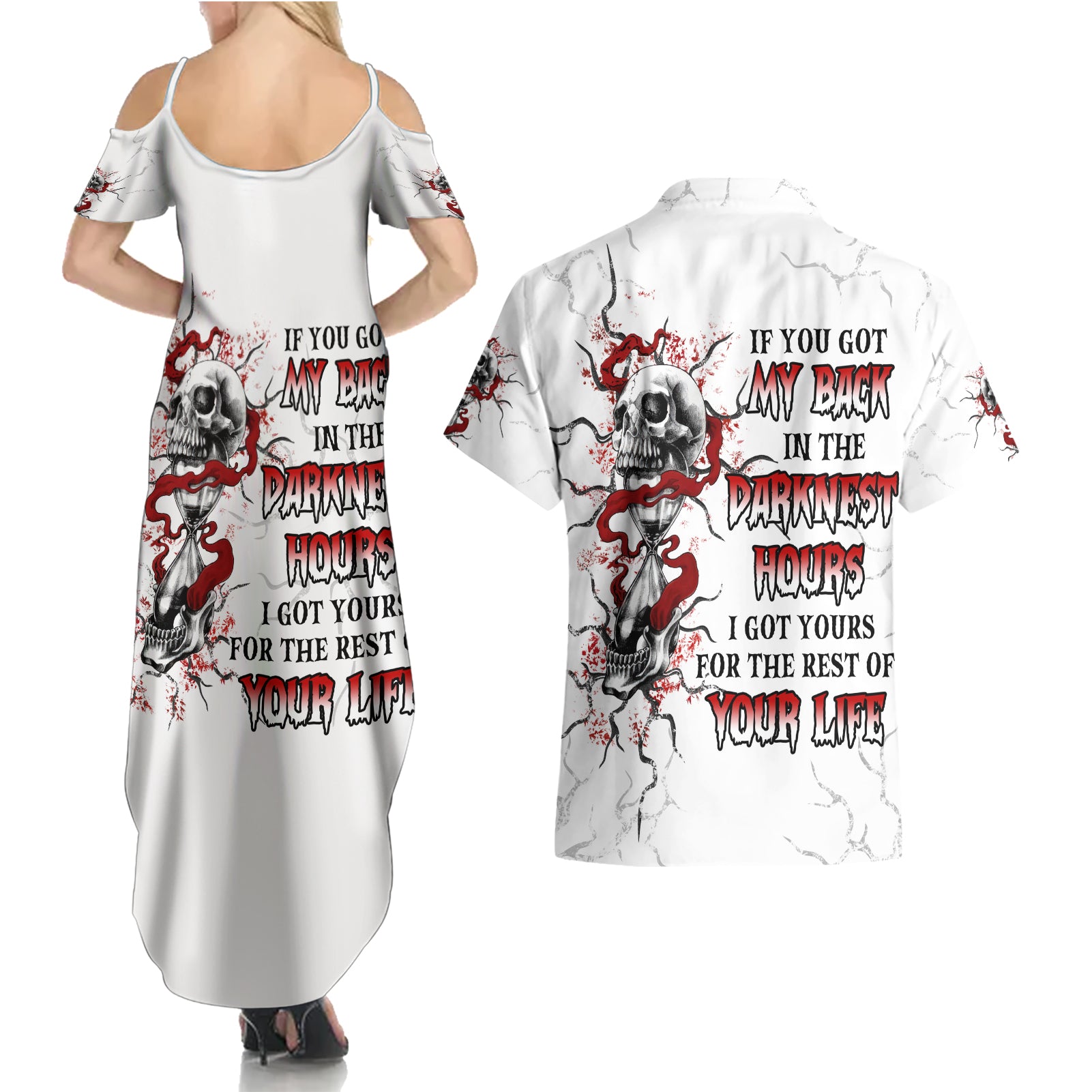 If You Got My Back In The Darkest Hours Couples Matching Summer Maxi Dress and Hawaiian Shirt - Wonder Print Shop