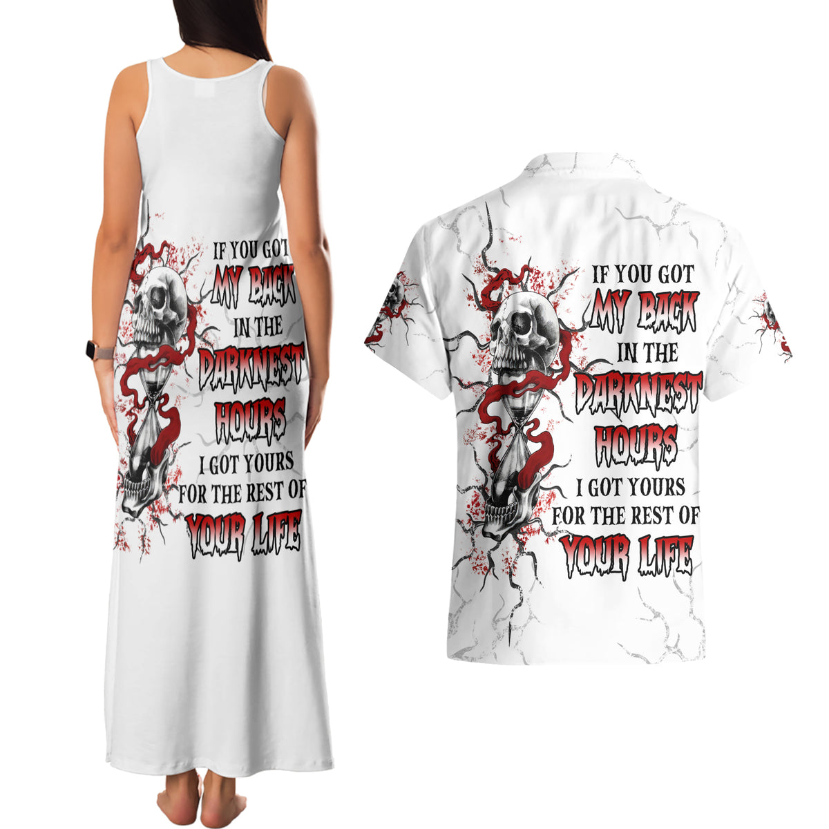 If You Got My Back In The Darkest Hours Couples Matching Tank Maxi Dress and Hawaiian Shirt - Wonder Print Shop