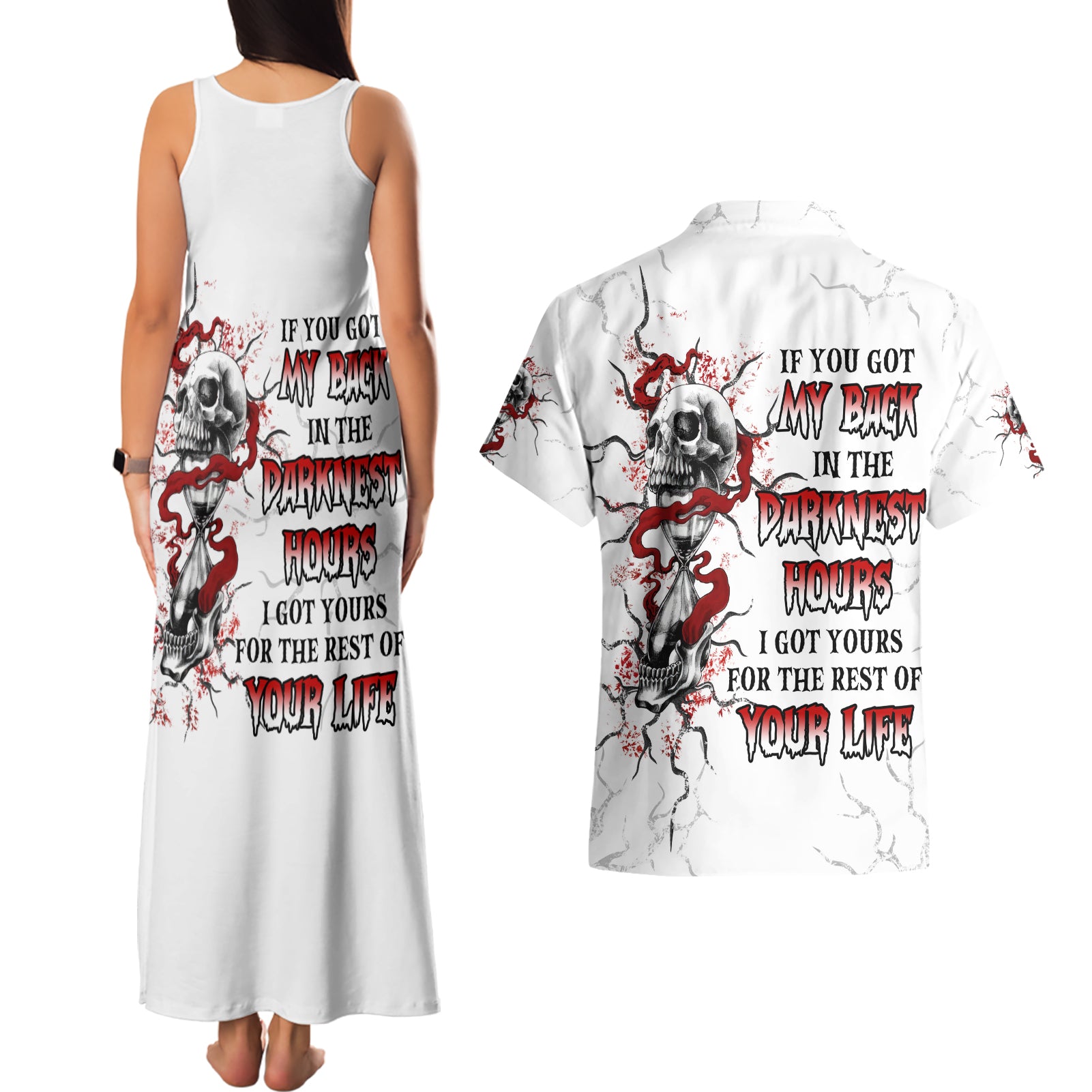 If You Got My Back In The Darkest Hours Couples Matching Tank Maxi Dress and Hawaiian Shirt - Wonder Print Shop