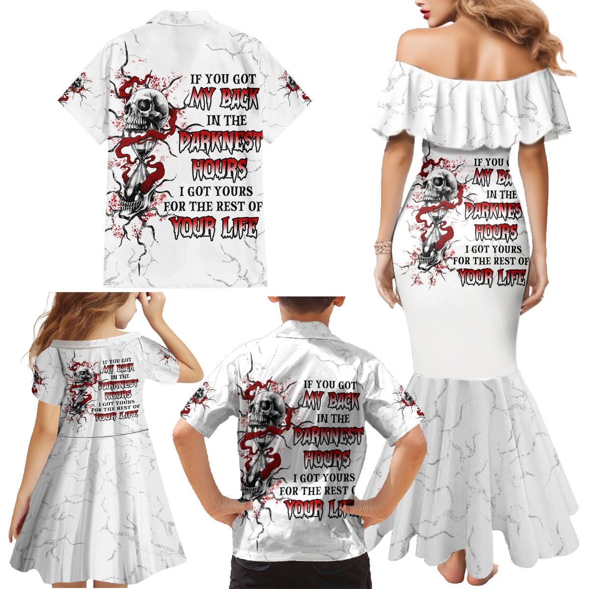 If You Got My Back In The Darkest Hours Family Matching Mermaid Dress and Hawaiian Shirt - Wonder Print Shop