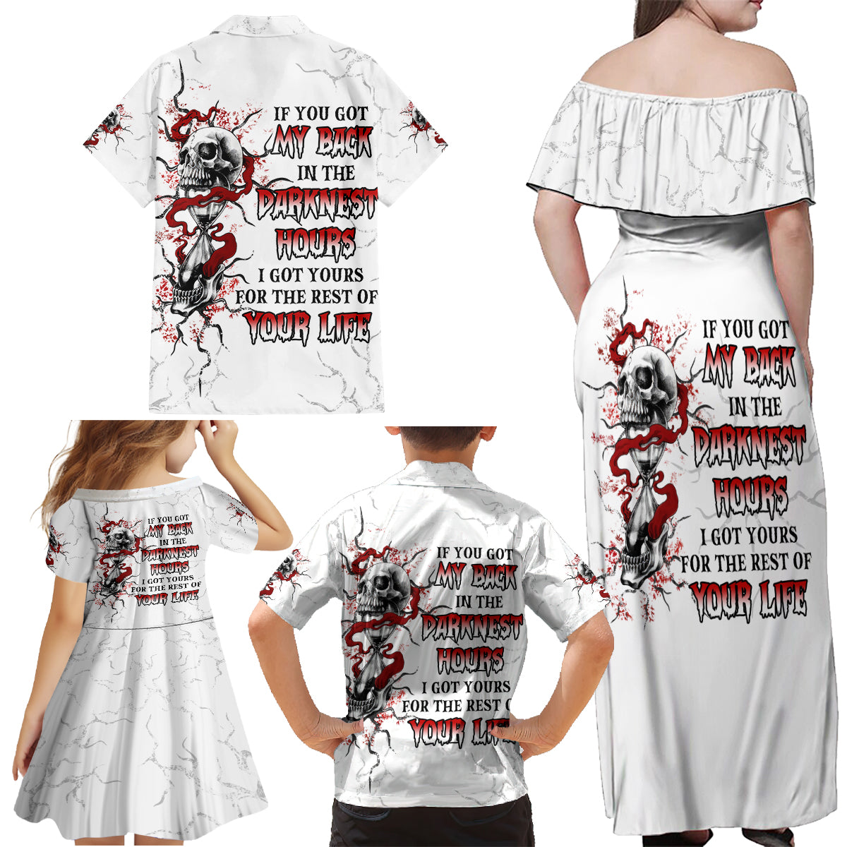 If You Got My Back In The Darkest Hours Family Matching Off Shoulder Maxi Dress and Hawaiian Shirt - Wonder Print Shop