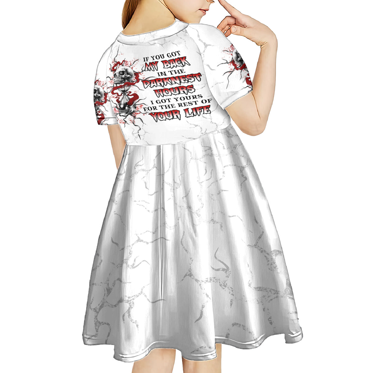 If You Got My Back In The Darkest Hours Kid Short Sleeve Dress - Wonder Print Shop