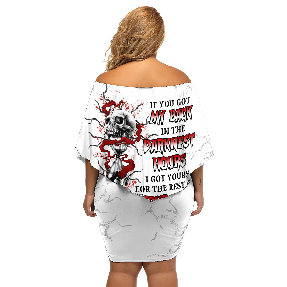 If You Got My Back In The Darkest Hours Off Shoulder Short Dress - Wonder Print Shop