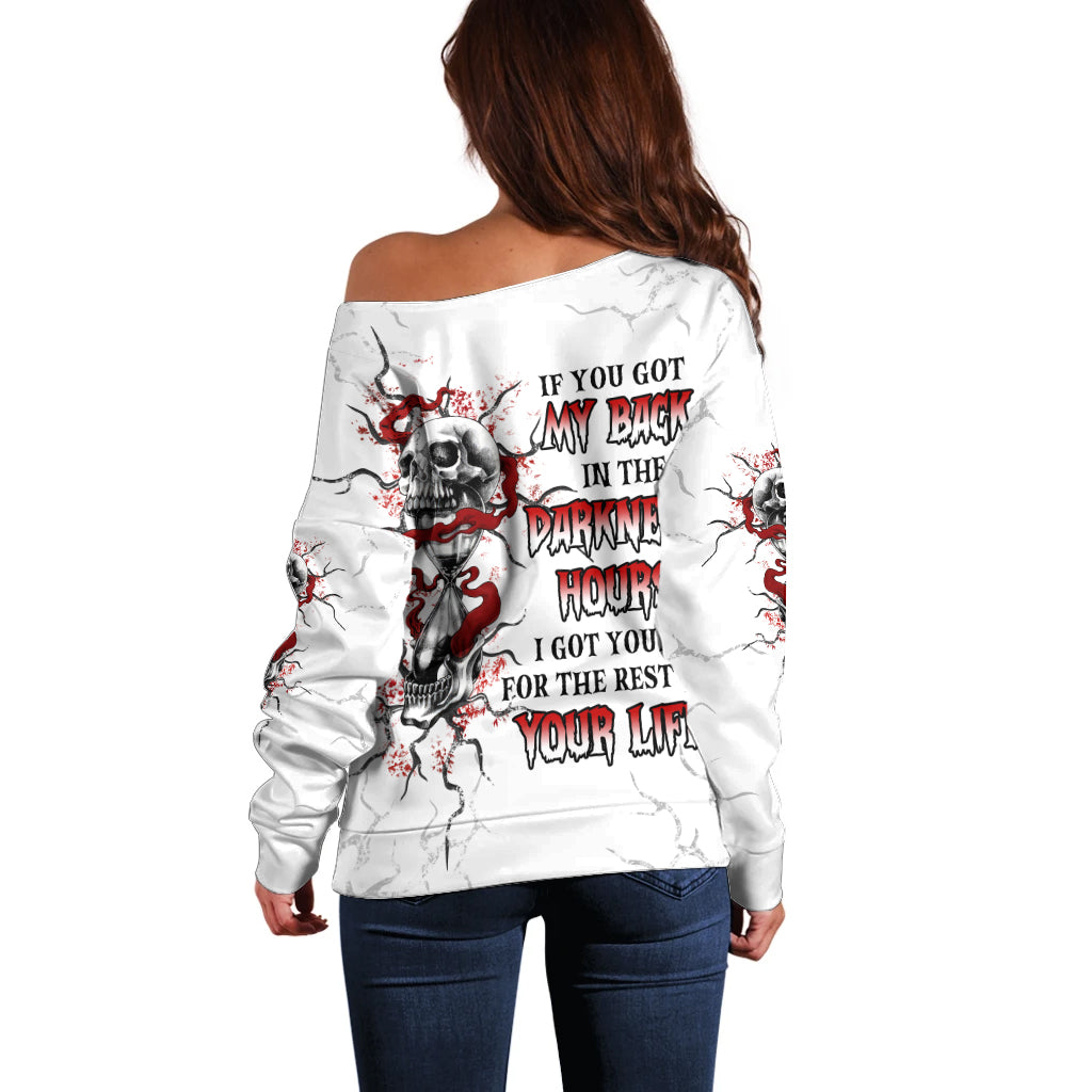 If You Got My Back In The Darkest Hours Off Shoulder Sweater - Wonder Print Shop