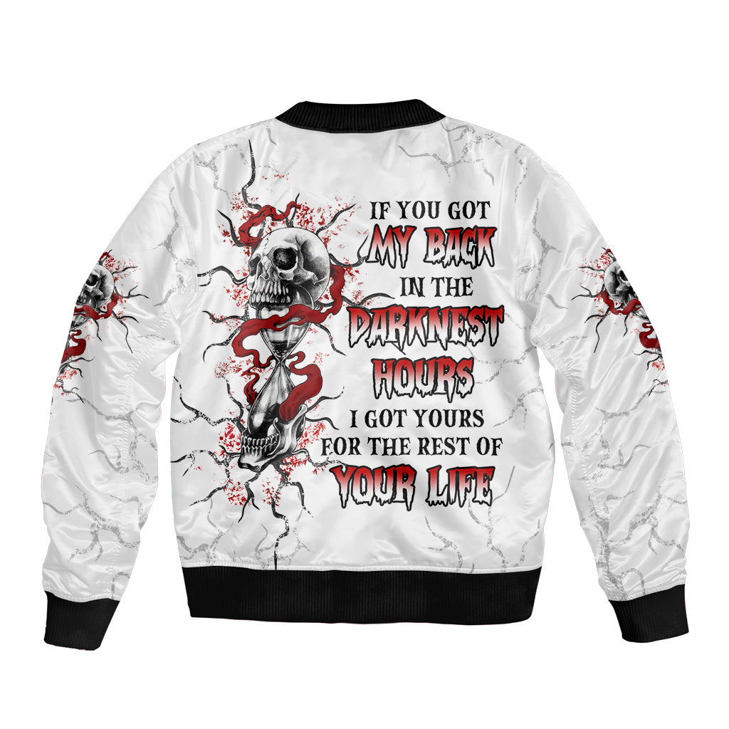 If You Got My Back In The Darkest Hours Sleeve Zip Bomber Jacket - Wonder Print Shop