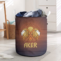 Aker Laundry Basket Ancient Egyptian Sunset Gradient, Twin Lion Guardians, and Solar Disc - Wonder Print Shop