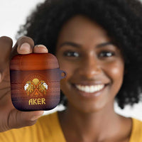 Aker AirPods Case Ancient Egyptian Sunset Gradient, Twin Lion Guardians, and Solar Disc - Wonder Print Shop