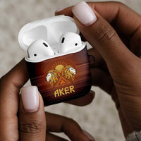Aker AirPods Case Ancient Egyptian Sunset Gradient, Twin Lion Guardians, and Solar Disc - Wonder Print Shop