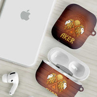 Aker AirPods Case Ancient Egyptian Sunset Gradient, Twin Lion Guardians, and Solar Disc - Wonder Print Shop