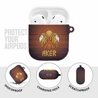 Aker AirPods Case Ancient Egyptian Sunset Gradient, Twin Lion Guardians, and Solar Disc - Wonder Print Shop