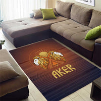 Aker Area Rug Ancient Egyptian Sunset Gradient, Twin Lion Guardians, and Solar Disc - Wonder Print Shop