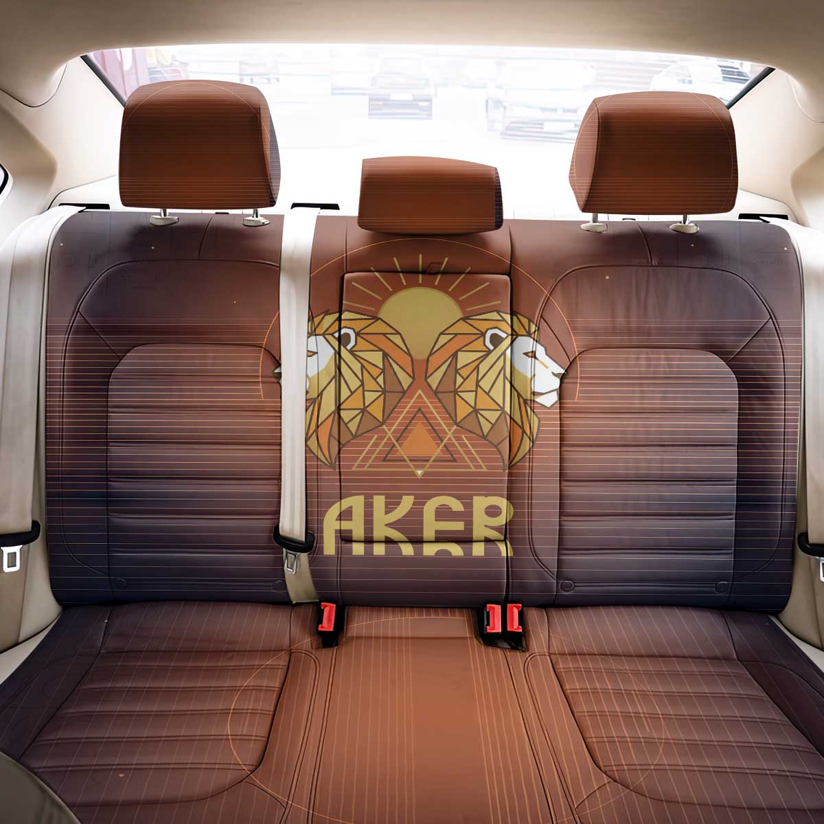 Aker Back Car Seat Cover Ancient Egyptian Sunset Gradient, Twin Lion Guardians, and Solar Disc - Wonder Print Shop