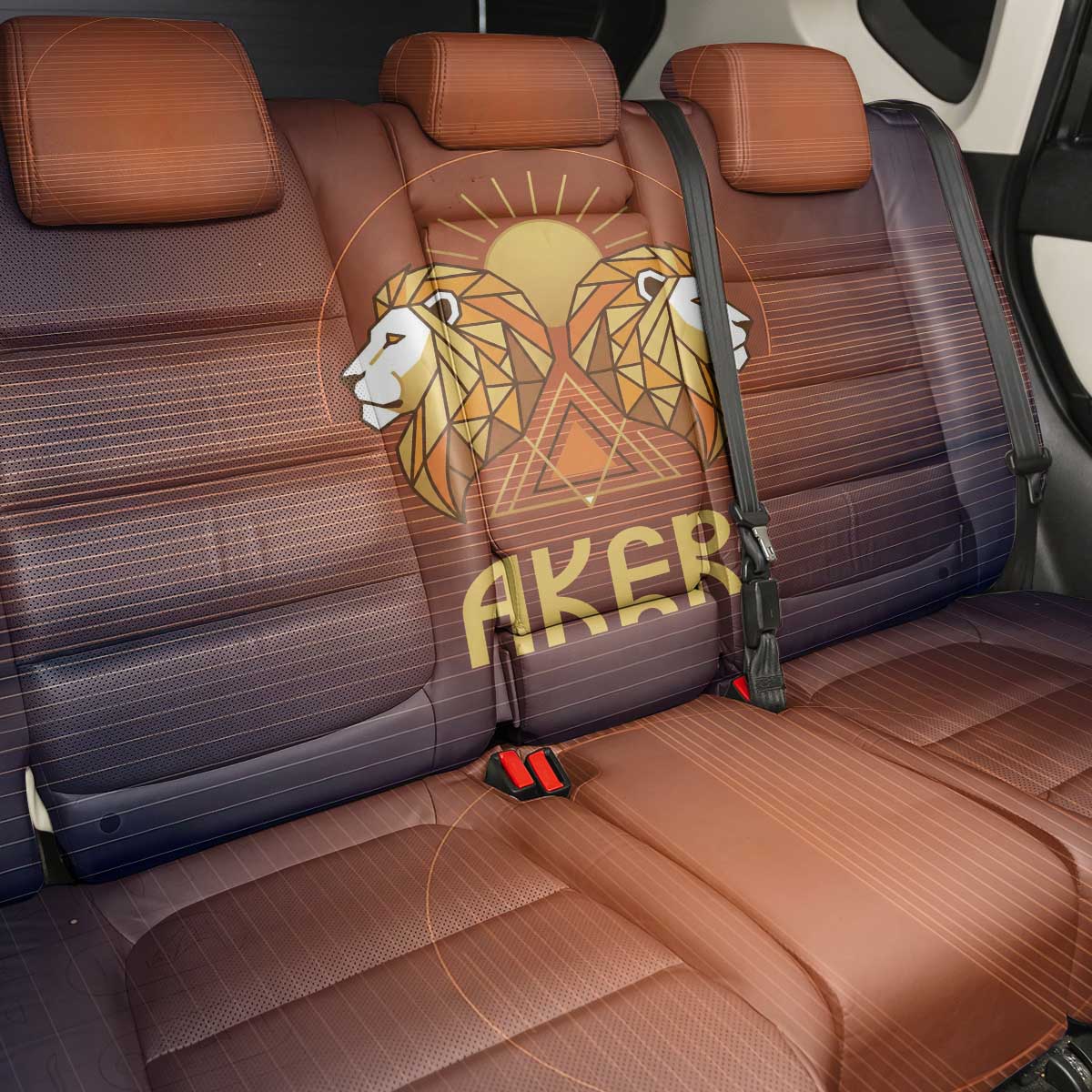 Aker Back Car Seat Cover Ancient Egyptian Sunset Gradient, Twin Lion Guardians, and Solar Disc - Wonder Print Shop